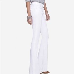 Express Slim Flare Mid Rise White Jeans